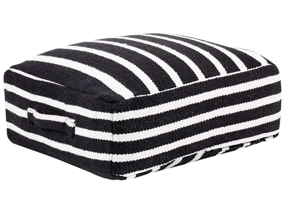 Pouf cotone 50 x 50 x 20 cm bianco/nero SETTAT