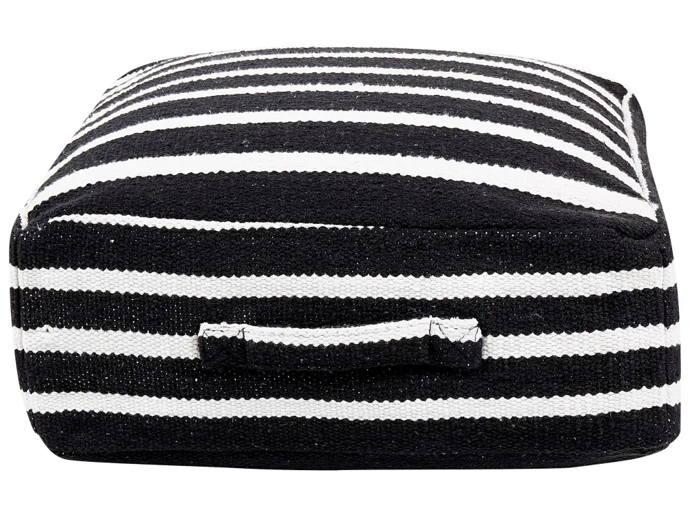 Pouf cotone 50 x 50 x 20 cm bianco/nero SETTAT