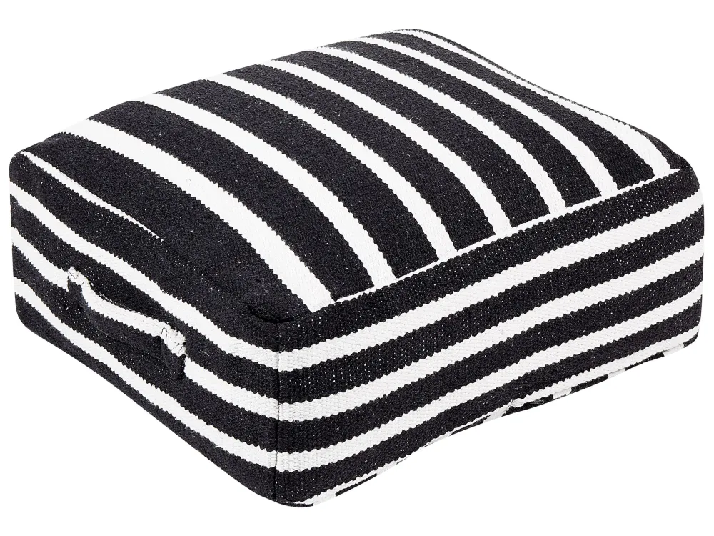 Pouf cotone 50 x 50 x 20 cm bianco/nero SETTAT