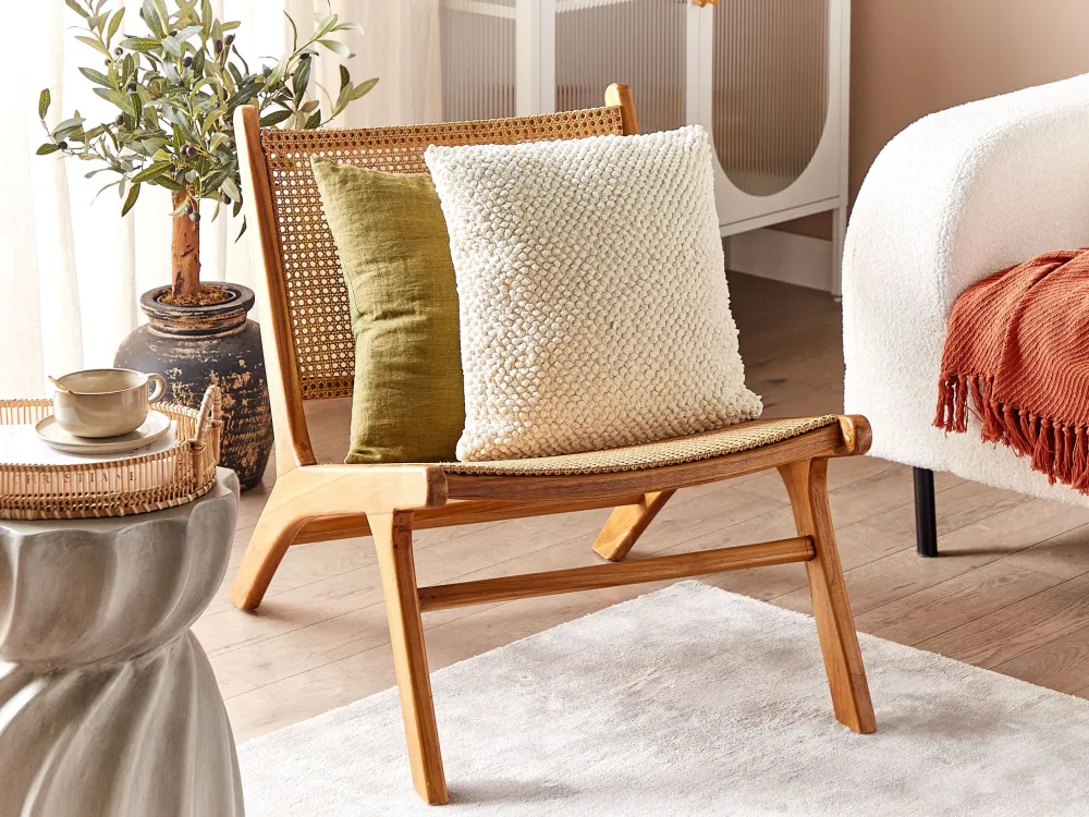 Pouf cotone bianco sporco 45 x 45 cm JOARA