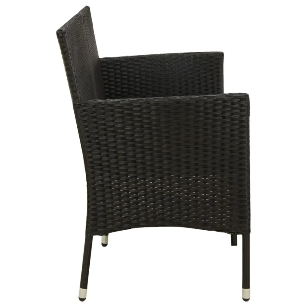 Confortevole Ergonomico Divano da Giardino 3 Posti con Cuscini Nero Polyrattan