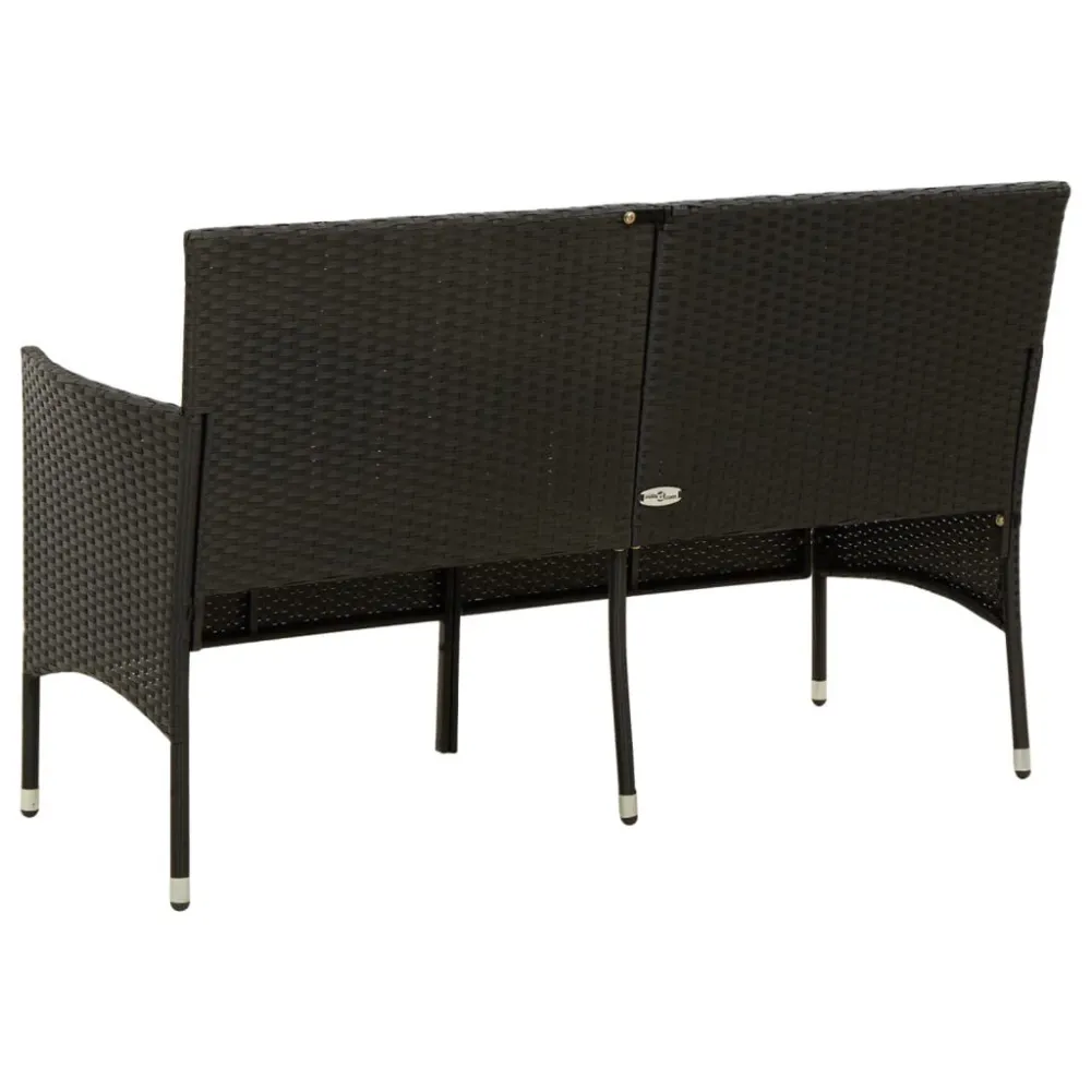 Confortevole Ergonomico Divano da Giardino 3 Posti con Cuscini Nero Polyrattan