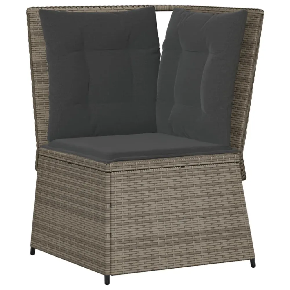 Design Esclusivo Divano Angolare da Giardino con Cuscini Grigio Polyrattan