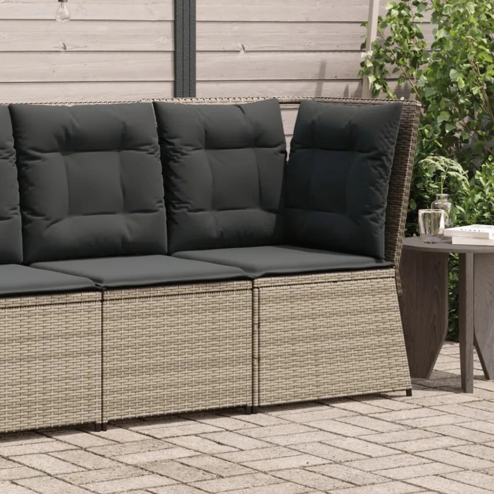 Design Esclusivo Divano Angolare da Giardino con Cuscini Grigio Polyrattan
