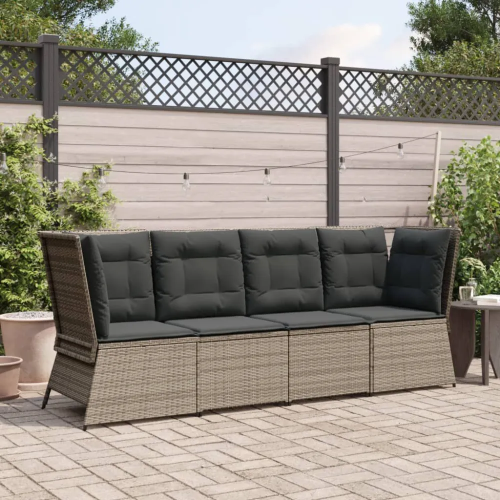 Design Esclusivo Divano Angolare da Giardino con Cuscini Grigio Polyrattan