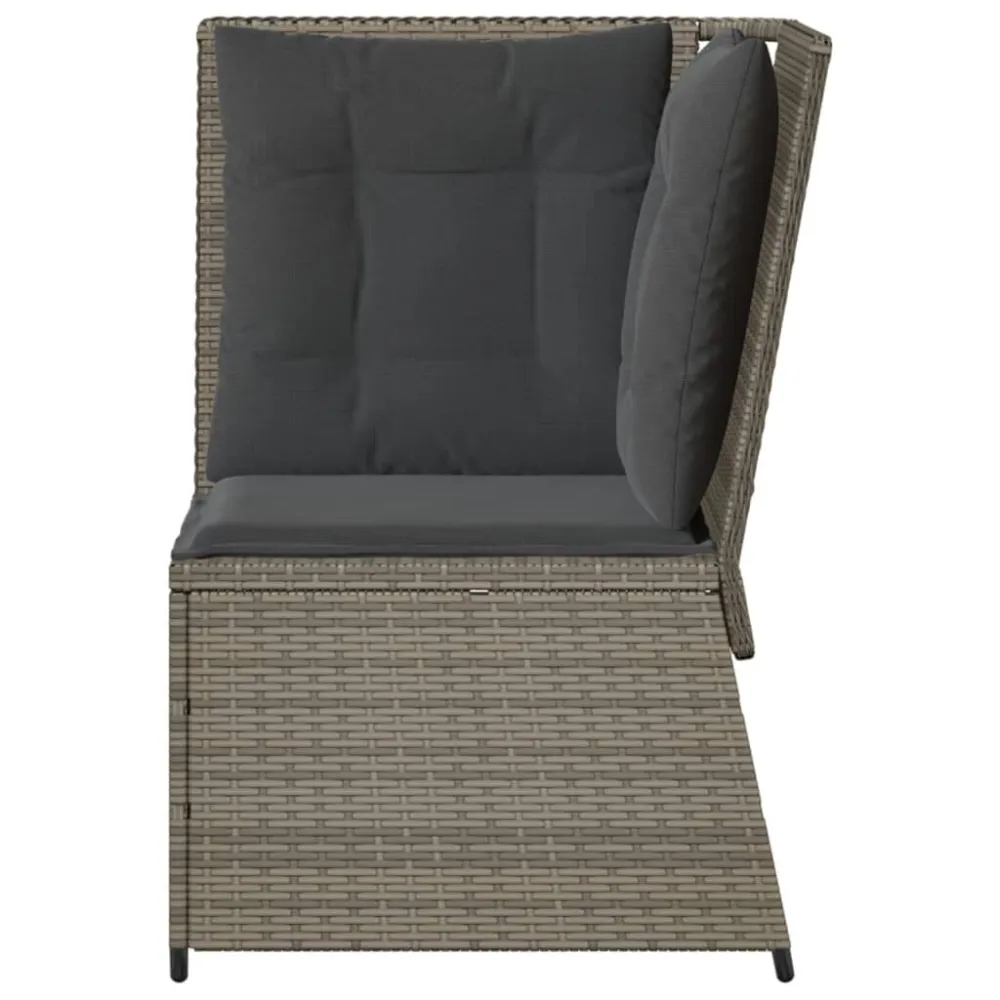 Design Esclusivo Divano Angolare da Giardino con Cuscini Grigio Polyrattan