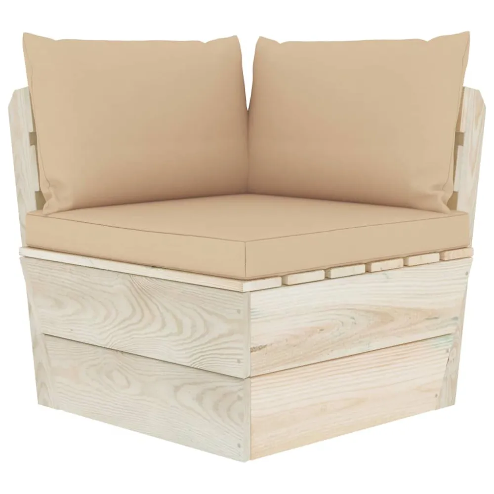 Design Esclusivo Divano Angolare da Giardino su Pallet e Cuscini Legno di Abete