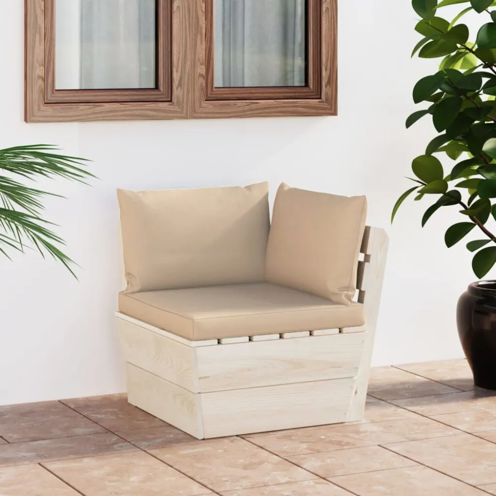 Design Esclusivo Divano Angolare da Giardino su Pallet e Cuscini Legno di Abete
