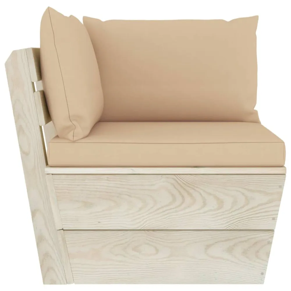 Design Esclusivo Divano Angolare da Giardino su Pallet e Cuscini Legno di Abete
