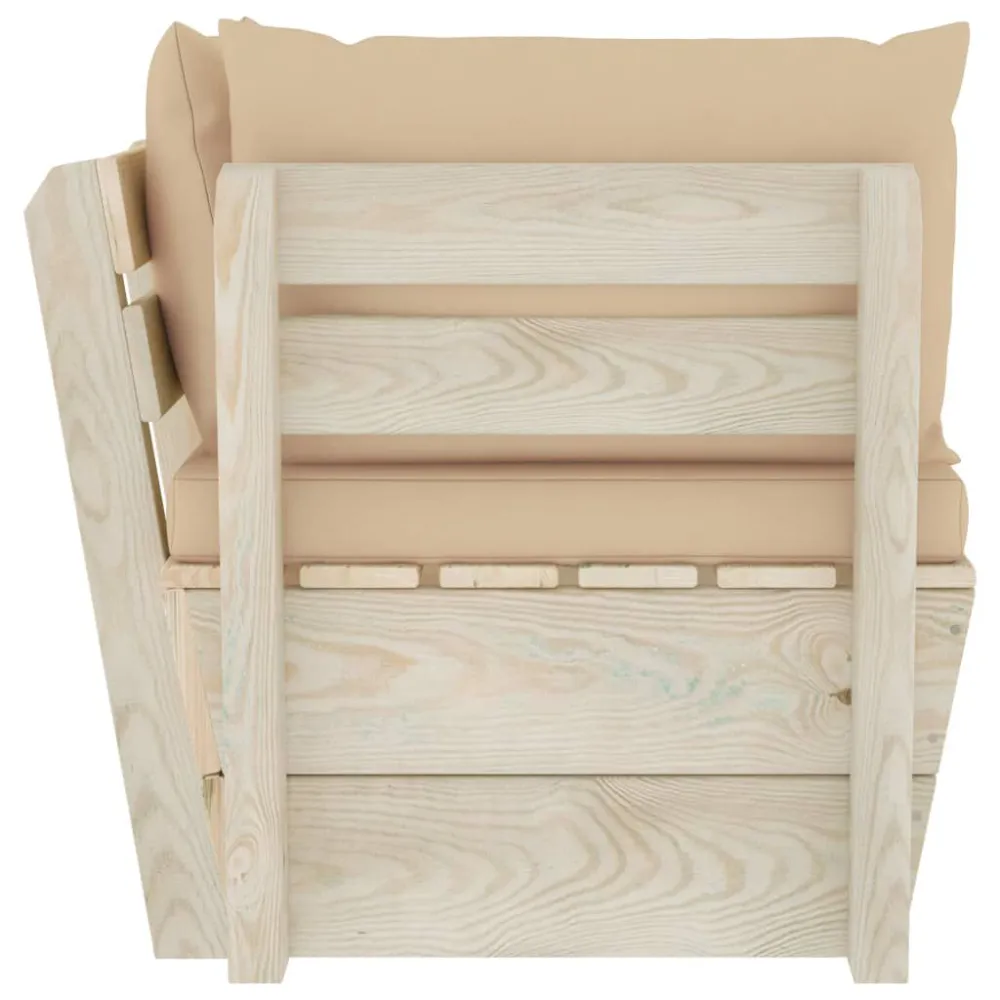 Design Esclusivo Divano Angolare da Giardino su Pallet e Cuscini Legno di Abete