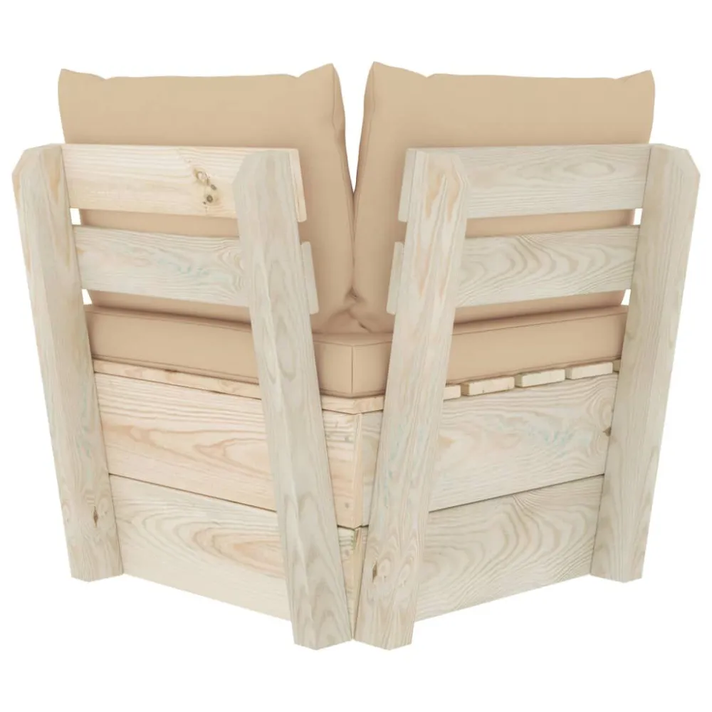 Design Esclusivo Divano Angolare da Giardino su Pallet e Cuscini Legno di Abete
