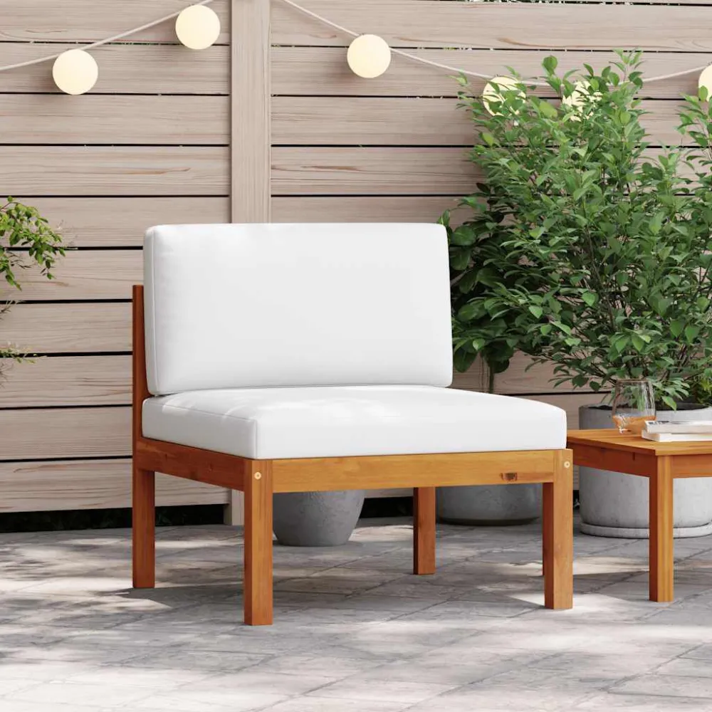 Design Esclusivo Divano Centrale da Giardino con Cuscini Massello di Acacia