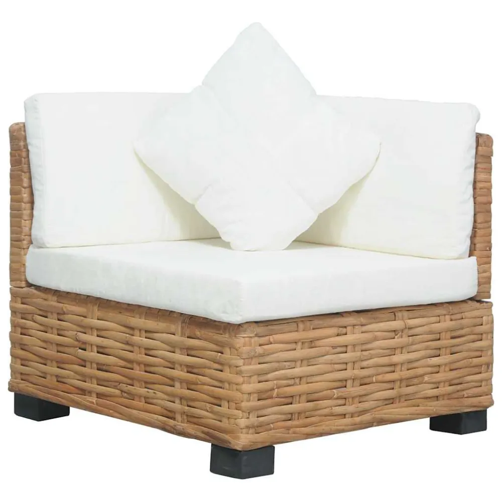 Divano Angolare con Cuscini Rattan Naturale Materiale Alluminio Anodizzato