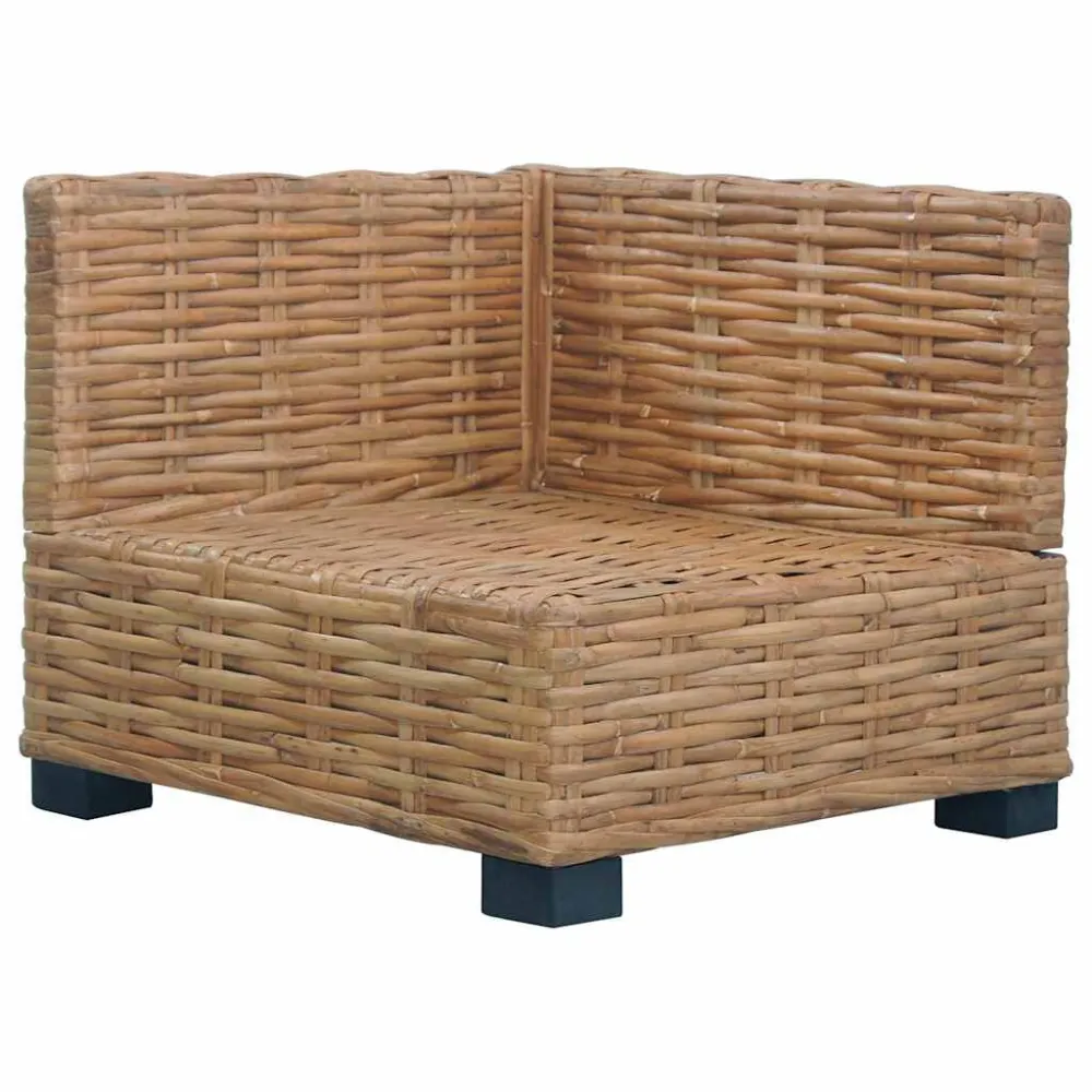 Divano Angolare con Cuscini Rattan Naturale Materiale Alluminio Anodizzato