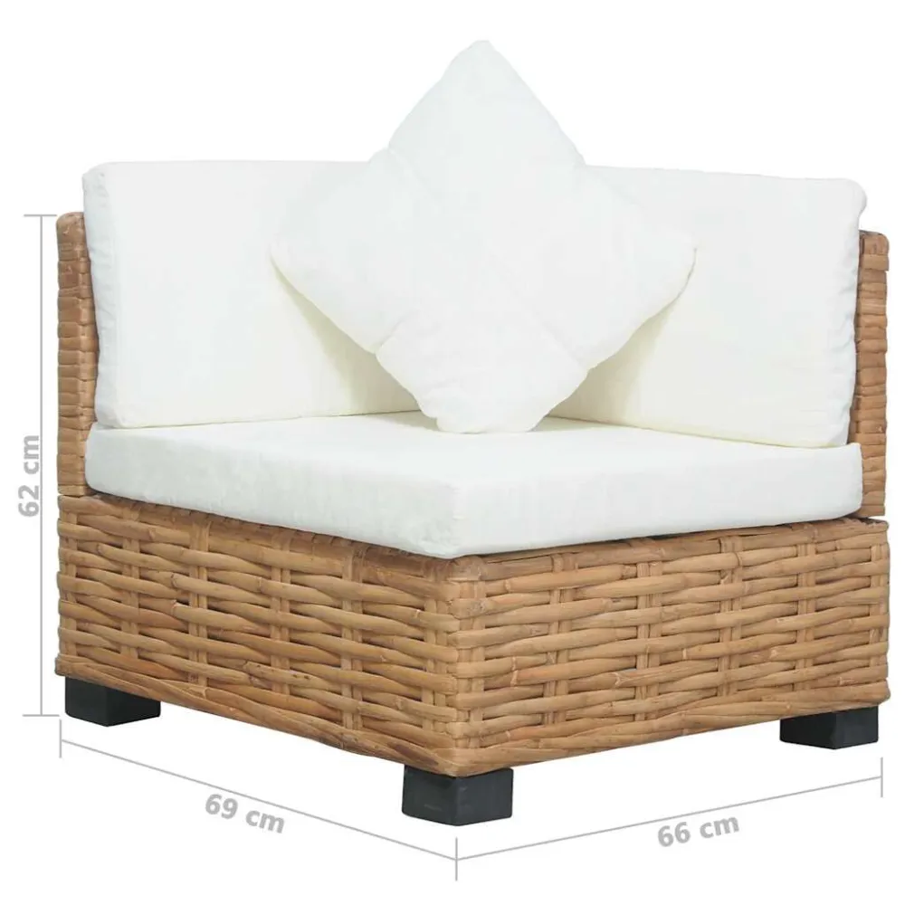 Divano Angolare con Cuscini Rattan Naturale Materiale Alluminio Anodizzato
