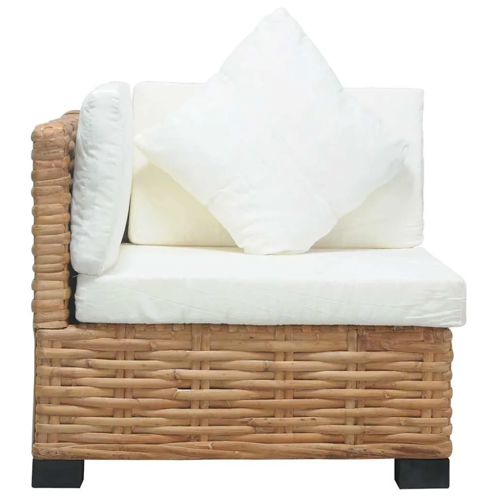 Divano Angolare con Cuscini Rattan Naturale Materiale Alluminio Anodizzato