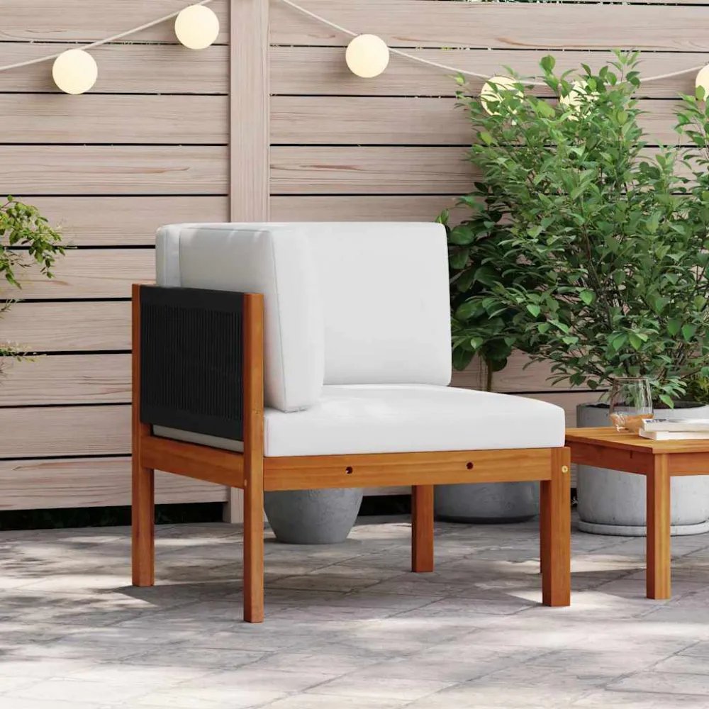Divano Angolare da Giardino con Cuscini Massello di Acacia - Impermeabile e UV Resistente