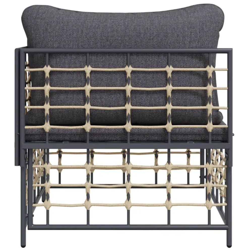 Divano Angolare da Giardino con Cuscini Polyrattan Grigio Fosco