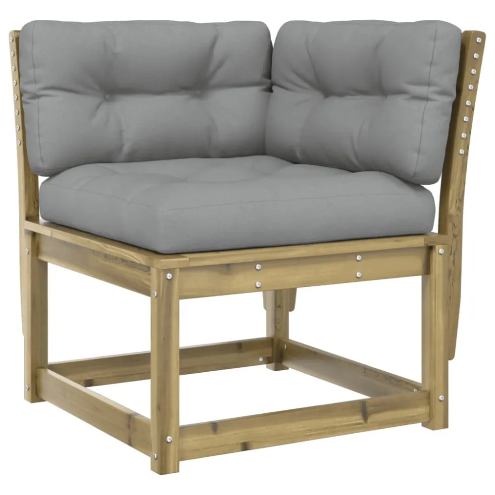 Divano Angolare Giardino Cuscini 73x73x78 Legno Impregnato Pino con Sistema di Montaggio Rapido