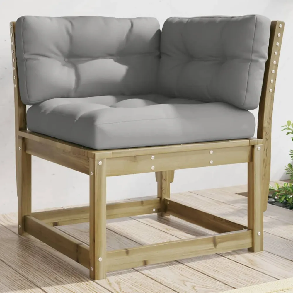 Divano Angolare Giardino Cuscini 73x73x78 Legno Impregnato Pino con Sistema di Montaggio Rapido