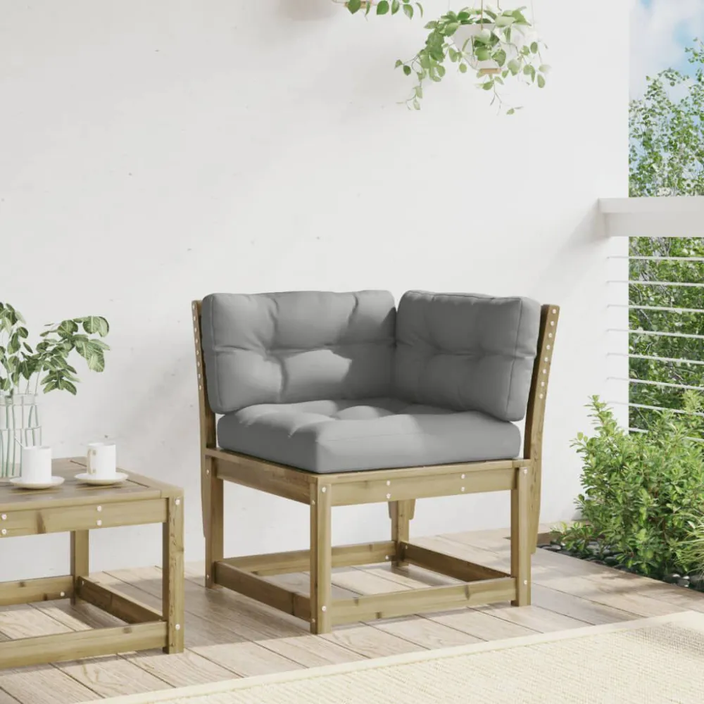 Divano Angolare Giardino Cuscini 73x73x78 Legno Impregnato Pino con Sistema di Montaggio Rapido