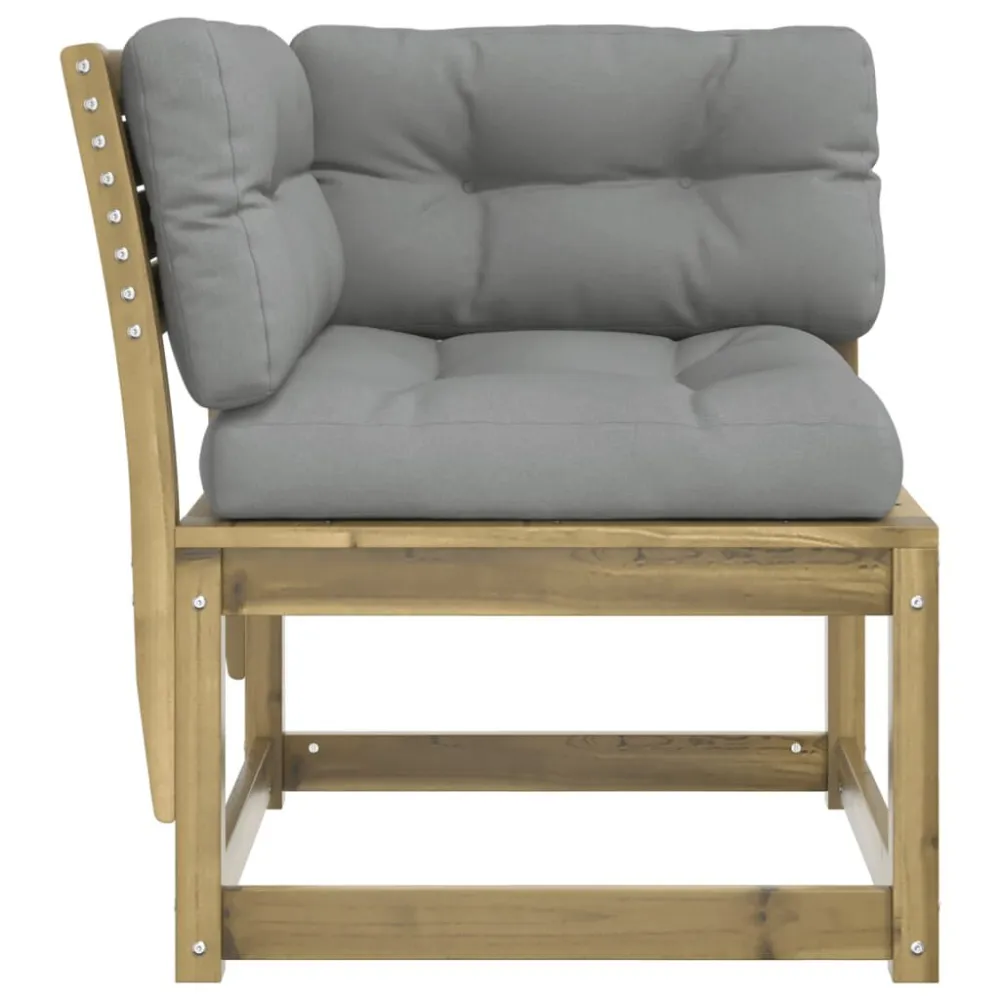 Divano Angolare Giardino Cuscini 73x73x78 Legno Impregnato Pino con Sistema di Montaggio Rapido