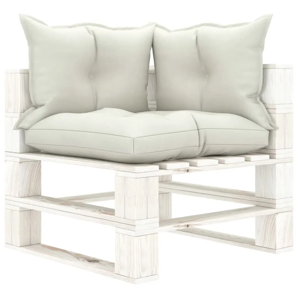 Divano Angolare da Giardino Pallet con Cuscini Sabbia Legno