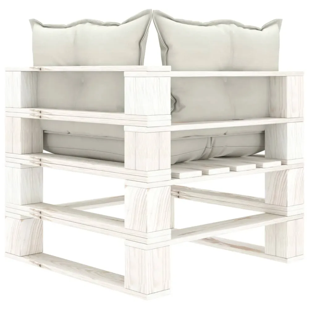 Divano Angolare da Giardino Pallet con Cuscini Sabbia Legno