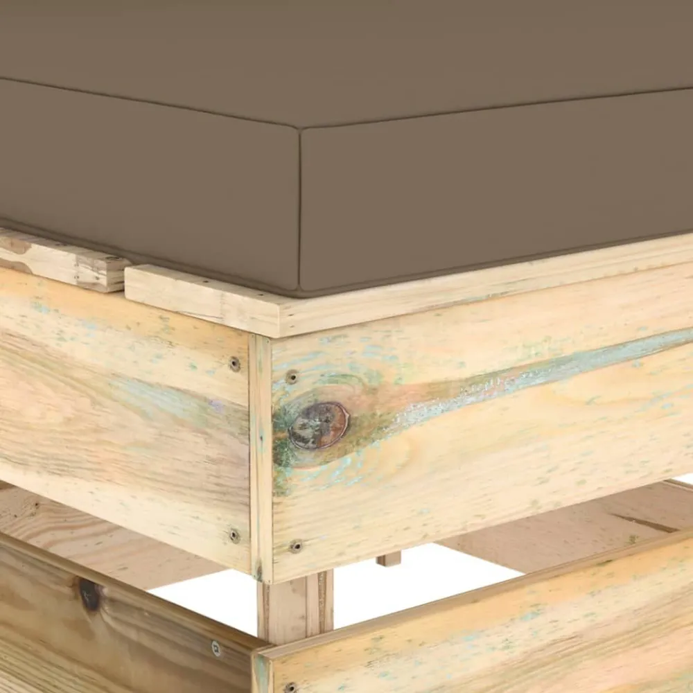 Divano Centrale Modulare con Cuscini Legno Impregnato Verde con Cuscino Estraibile