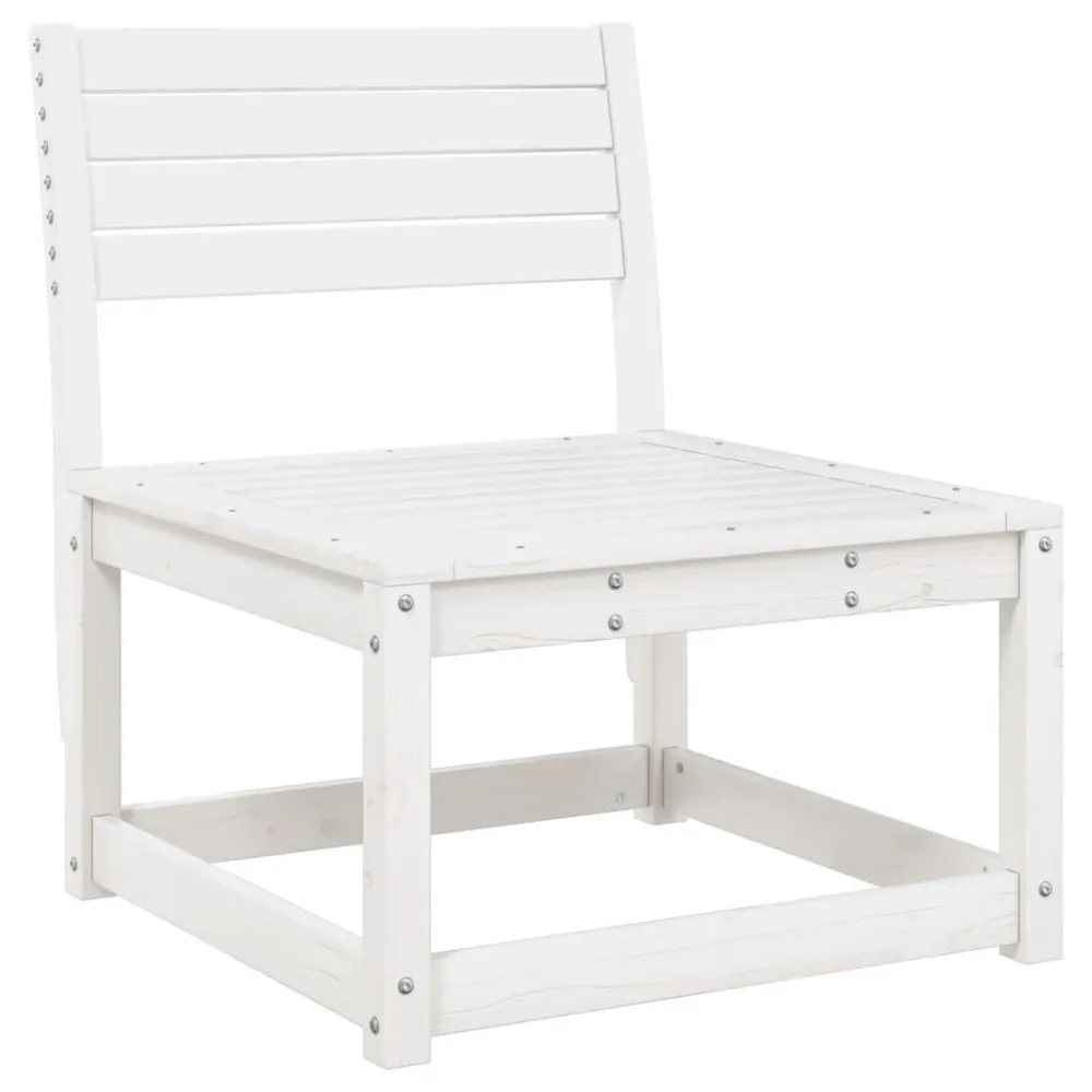 Divano con Cuscini Legno Massello di Pino Bianco con Rivestimento Tessuto
