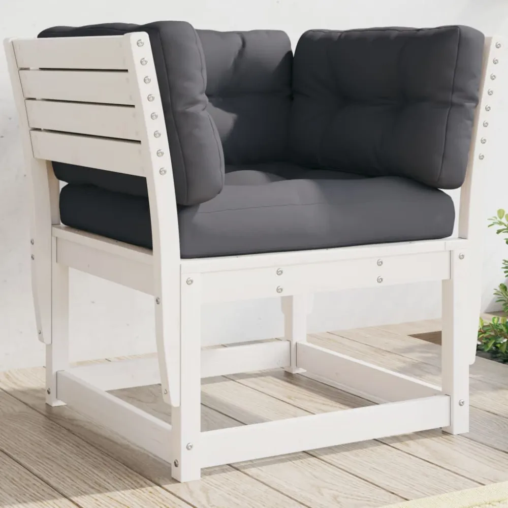 Divano Giardino con Braccioli con Cuscini Legno Pino Bianco con Schienale Regolabile