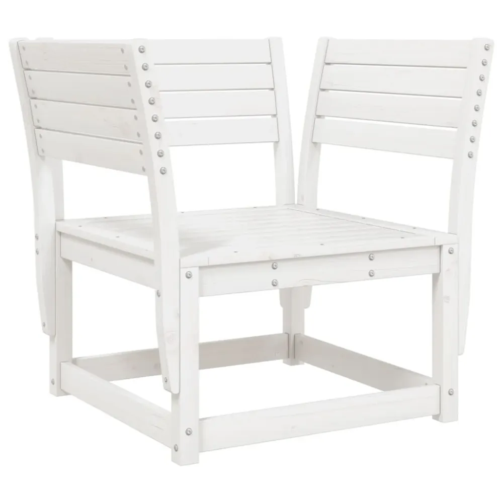 Divano Giardino con Braccioli con Cuscini Legno Pino Bianco con Schienale Regolabile