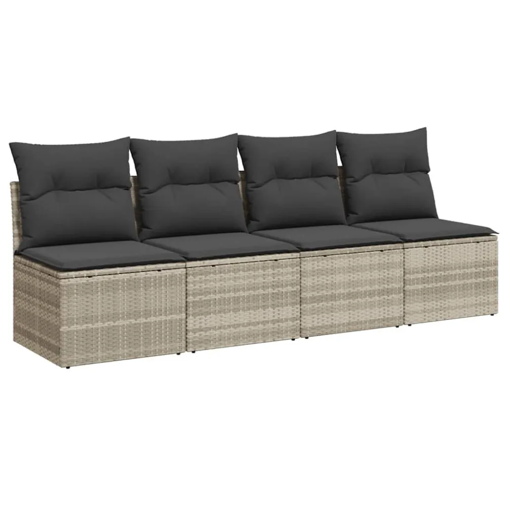 Divano da Giardino con Cuscini 4 Posti Grigio Evidente Polyrattan