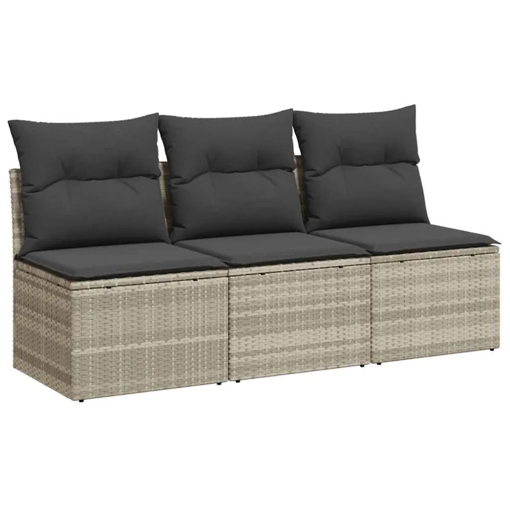 Divano da Giardino con Cuscini 3 Posti Grigio Palese Polyrattan