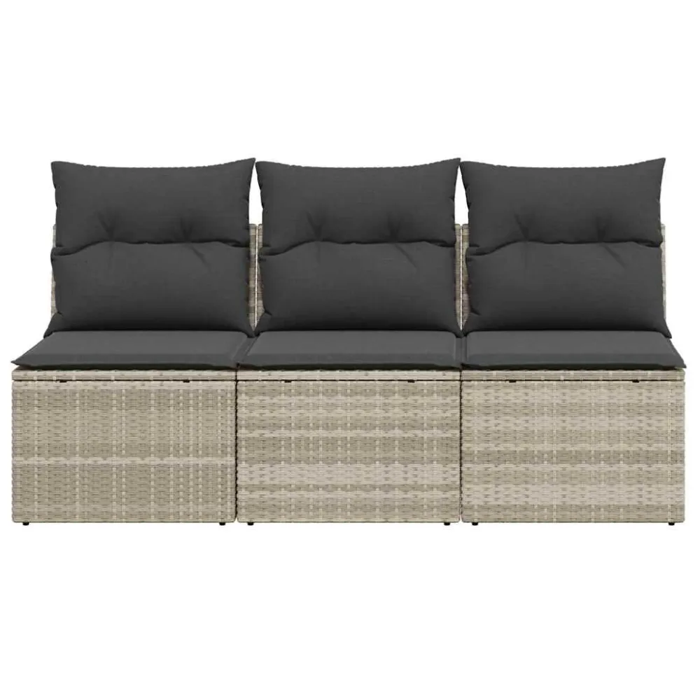 Divano da Giardino con Cuscini 3 Posti Grigio Palese Polyrattan
