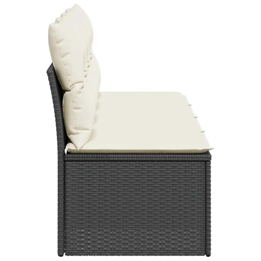 Divano da Giardino con Cuscini 4 Posti Nero Polyrattan per Relax all'Aperto
