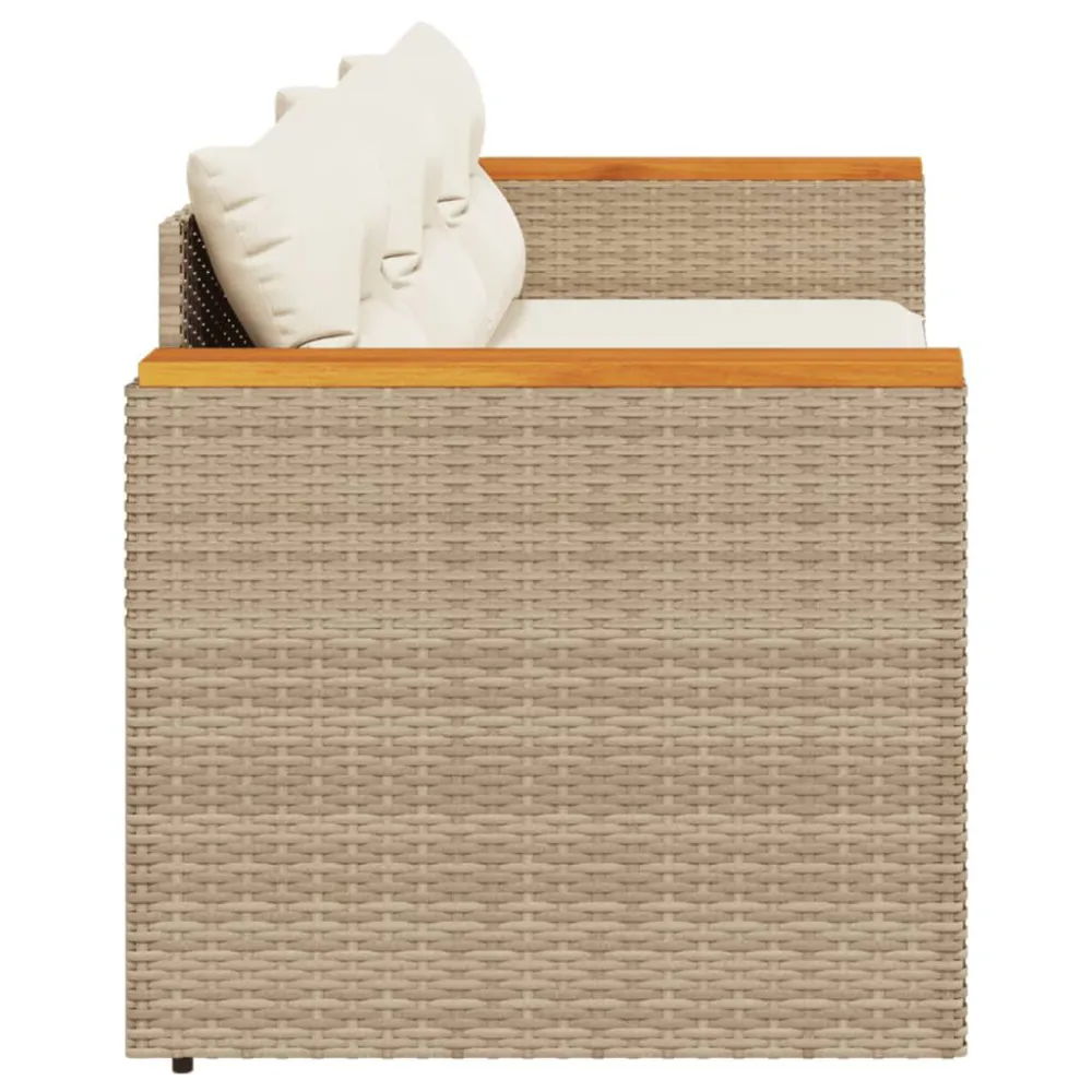 Divano da Giardino con Cuscini 3 Posti Panna Polyrattan
