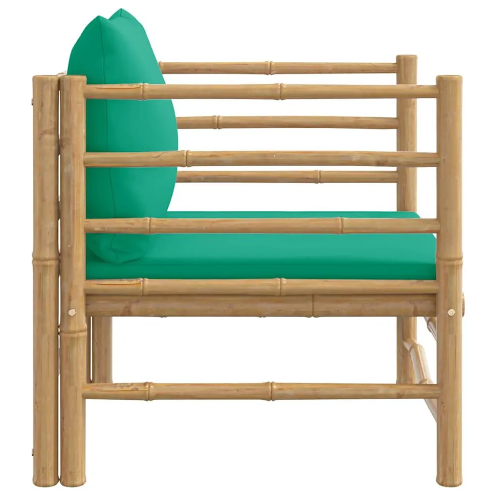 Divano da Giardino con Cuscini Verdi Bambù con Cuscino Estraibile