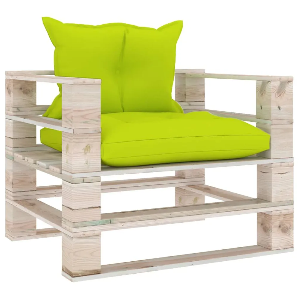 Divano da Giardino Pallet e Cuscini Verde Intenso Legno di Pino Easy Storage