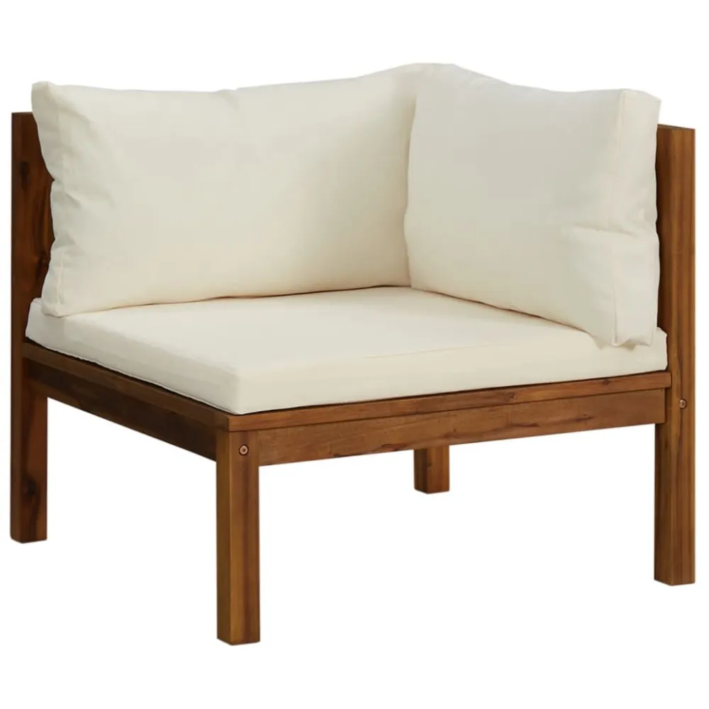 Divano da Giardino 2 Posti con Cuscino Crema Massello Acacia Legno Massello