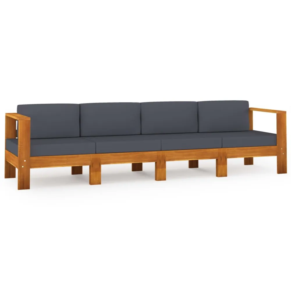 Divano da Giardino 4 Posti Cuscini Grigio Fosco Legno di Acacia Materiale Alluminio Anodizzato