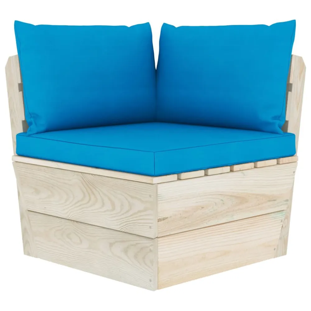 Divano da Giardino 3 Posti su Pallet con Cuscini Legno Abete - Impermeabile e UV Resistente