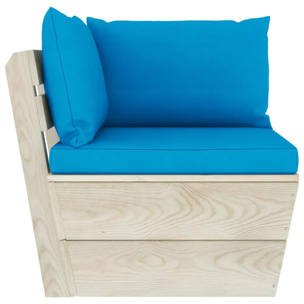 Divano da Giardino 3 Posti su Pallet con Cuscini Legno Abete - Impermeabile e UV Resistente