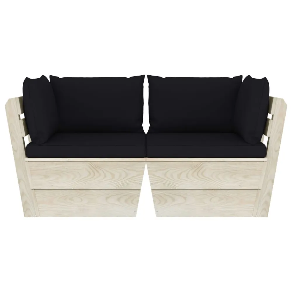 Divano da Giardino 2 Posti su Pallet con Cuscini Legno Abete per Relax all'Aperto