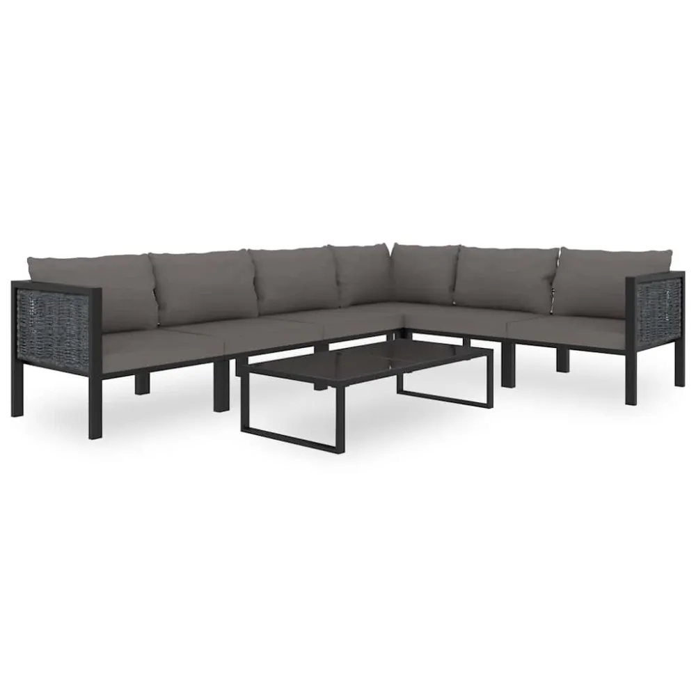 Divano Modulare Centrale con Cuscino Polyrattan Antracite Easy Storage