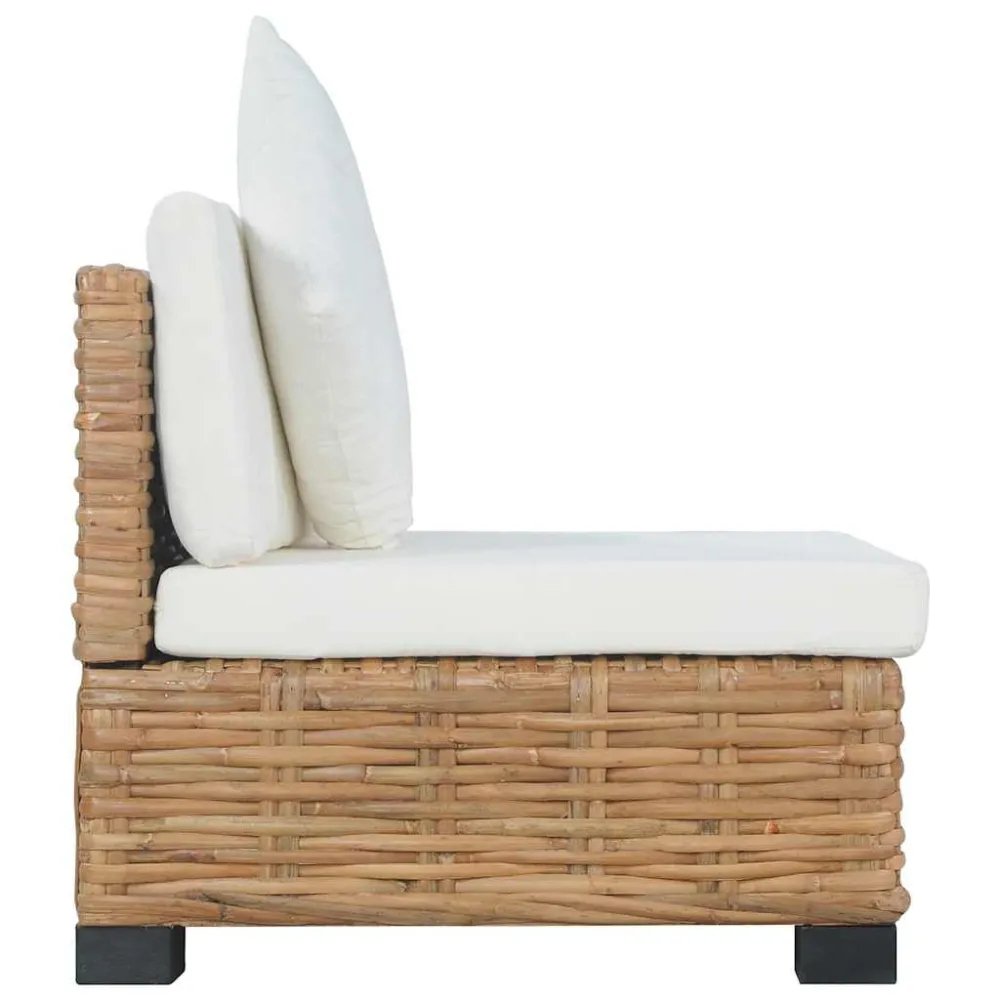 Divano Senza Braccioli con Cuscini Rattan Naturale per Giardino e Spiaggia