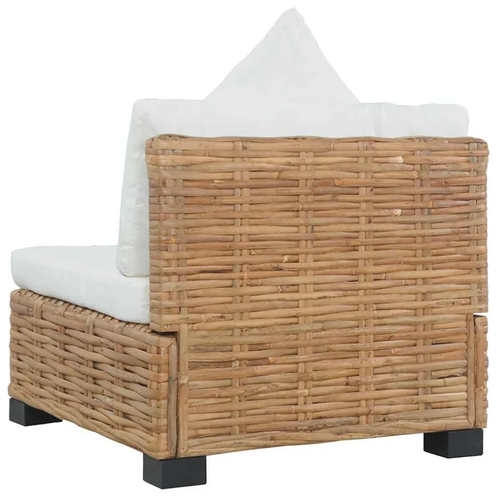 Divano Senza Braccioli con Cuscini Rattan Naturale per Giardino e Spiaggia