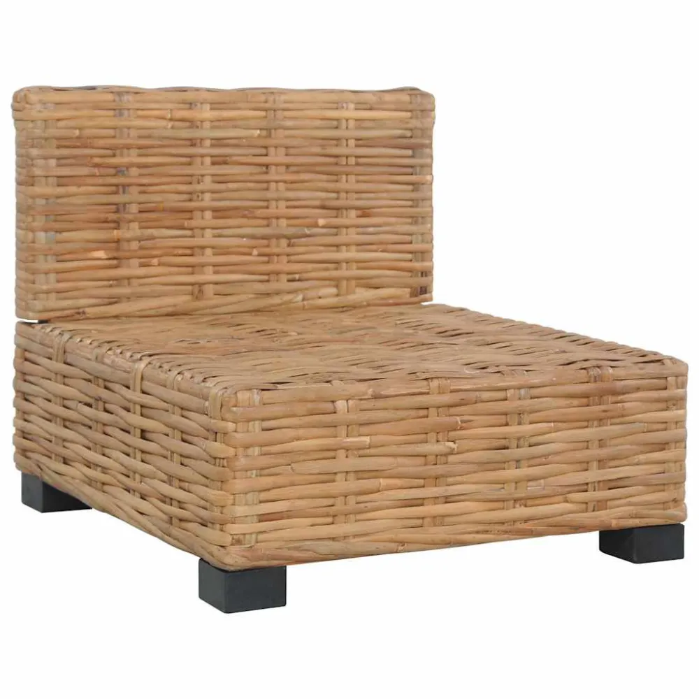 Divano Senza Braccioli con Cuscini Rattan Naturale per Giardino e Spiaggia
