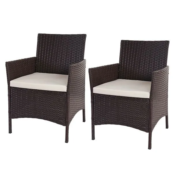 Mendler Halden 3-2-1-1 set da giardino polyrattan salotto divano marrone screziato cuscini crema 64284+52037+52033+52040 -...