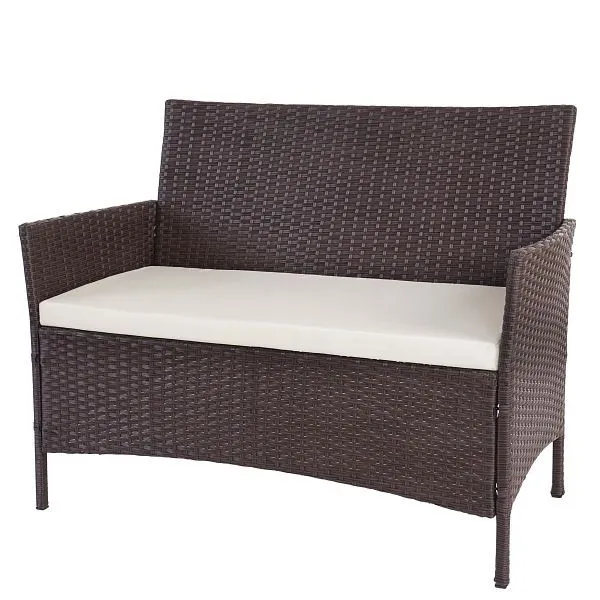 Mendler Halden 3-2-1-1 set da giardino polyrattan salotto divano marrone screziato cuscini crema 64284+52037+52033+52040 -...